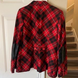 Red and Black Plaid Jacket with Leather Soles.